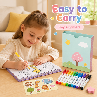 Kids Coloring Book Toy Set with Washable Markers, Fun Animal Pages & Cute Stickers