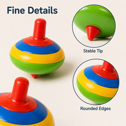 Colorful Spinning Top Toy Set – 4-Piece Classic Twist-and-Spin Play Toy with Easy-Grip Stem, Bright Colors & Smooth Rounded Design