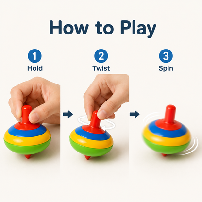 Colorful Spinning Top Toy Set – 4-Piece Classic Twist-and-Spin Play Toy with Easy-Grip Stem, Bright Colors & Smooth Rounded Design