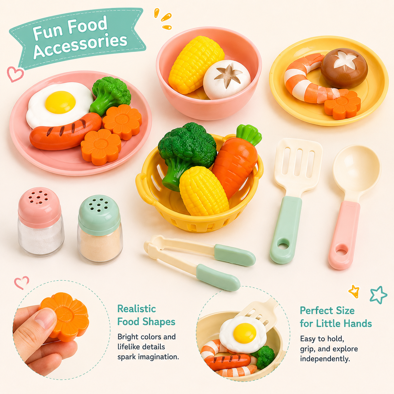 Pretend Cooking Toy Set – Colorful Play Kitchen Stove with Pot, Pan, Toy Food & Utensils