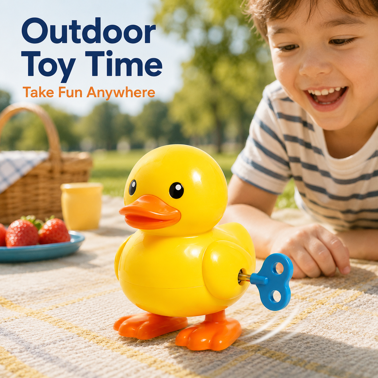 Wind-Up Duck Toy – Cute Clockwork Walking Duck with Easy-Twist Key for Kids’ Playtime