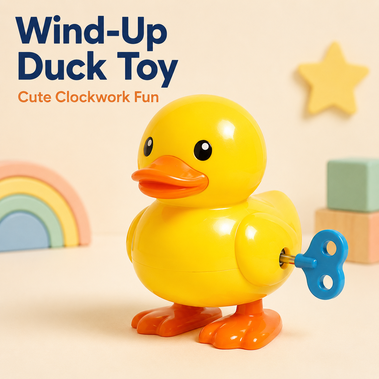 Wind-Up Duck Toy – Cute Clockwork Walking Duck with Easy-Twist Key for Kids’ Playtime